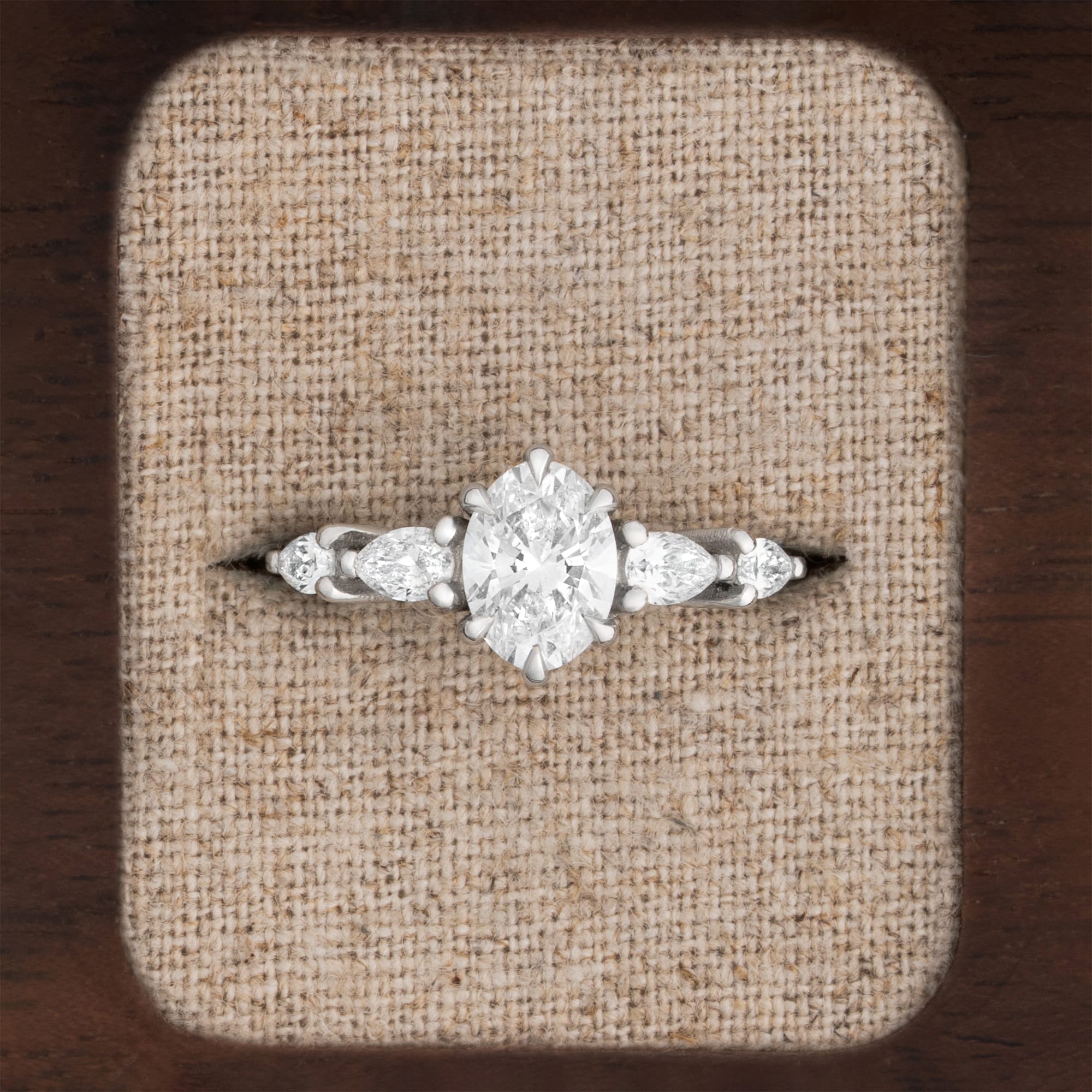 Oval and pear lab grown diamond engagement ring — 1