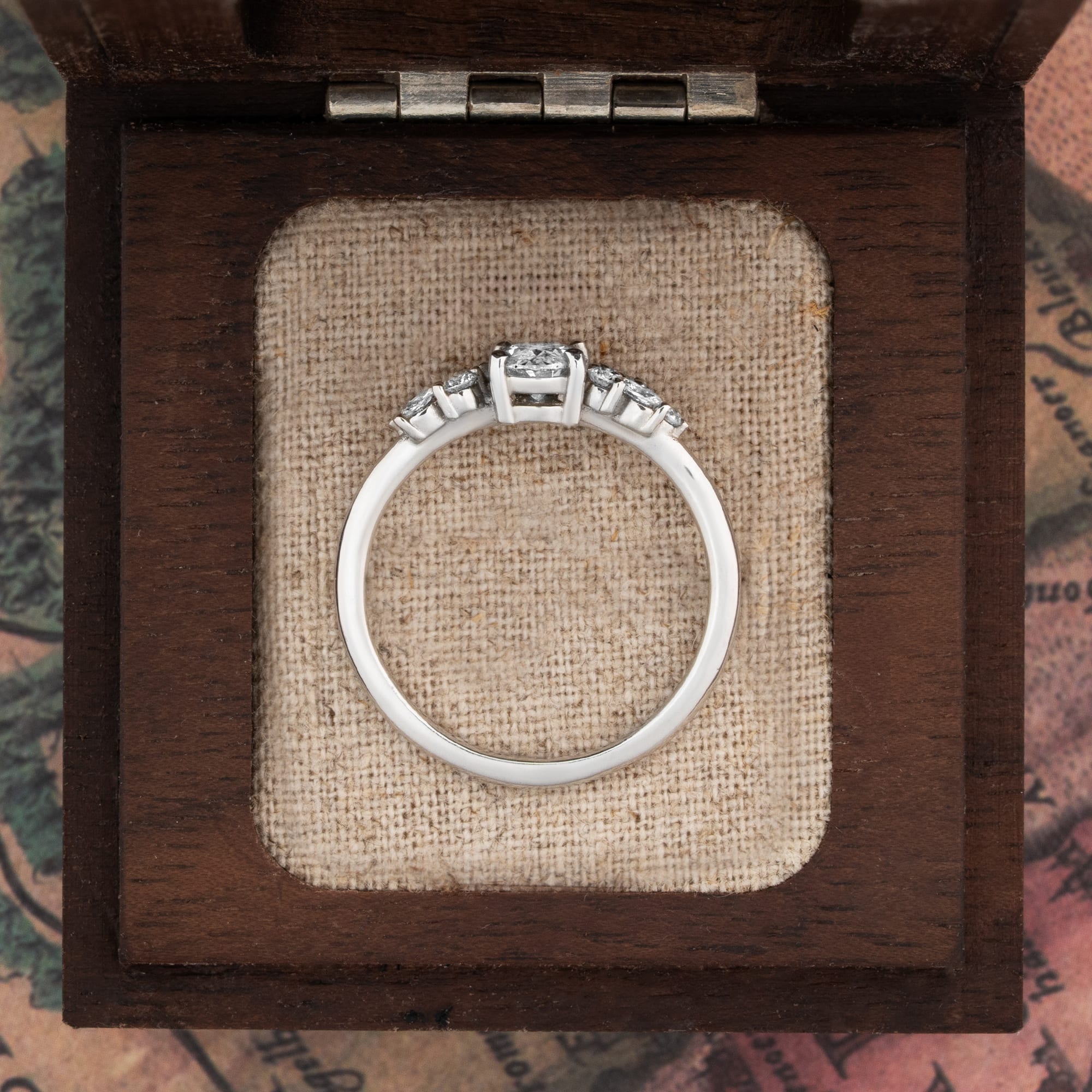 Oval lab grown diamond floral ring — 3