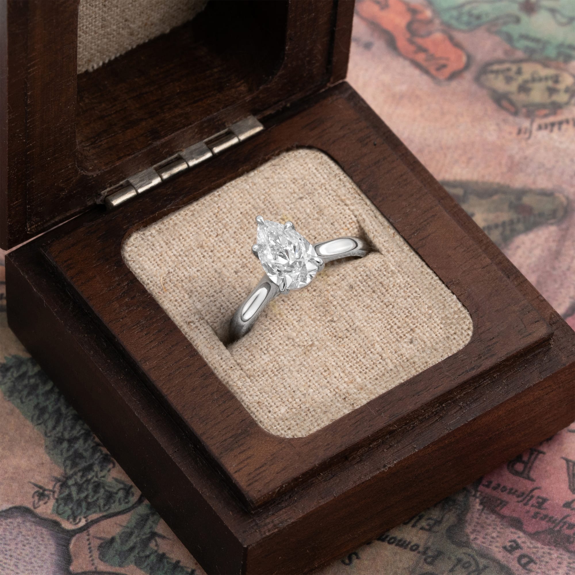 Pear lab diamond solitaire ring  — 3