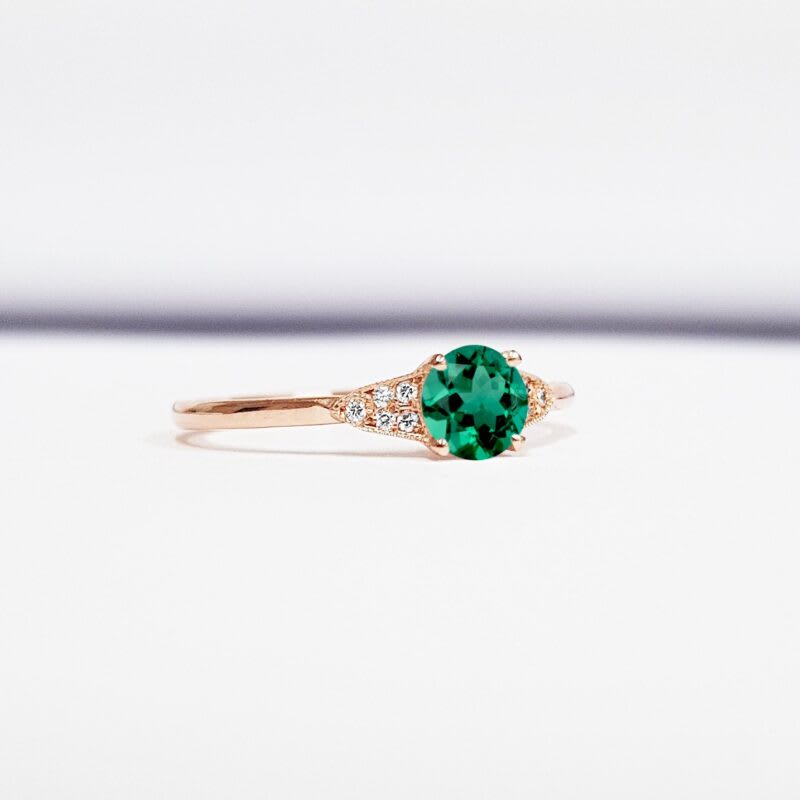 "The Victoria" - Emerald and diamond engagement ring  — 3