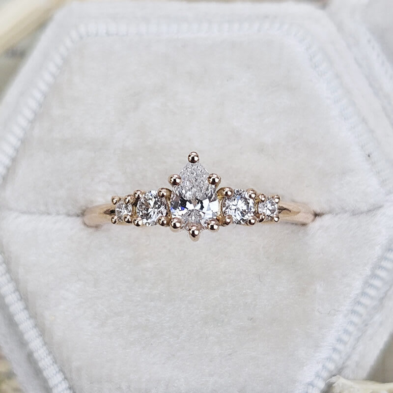 Pear lab grown diamond 5 stone ring — 1
