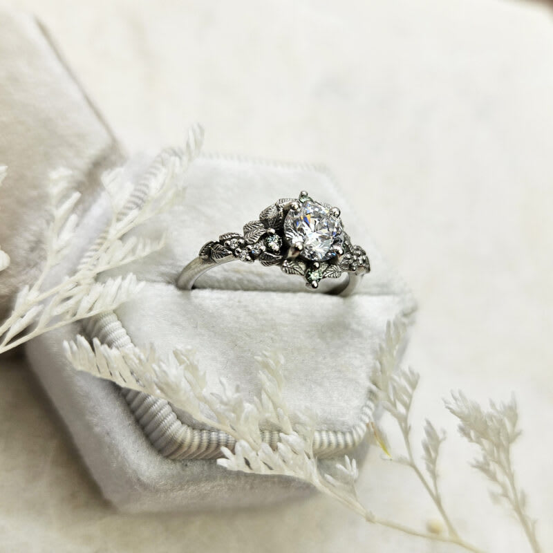 Nature inspired round lab grown diamond ring — 5
