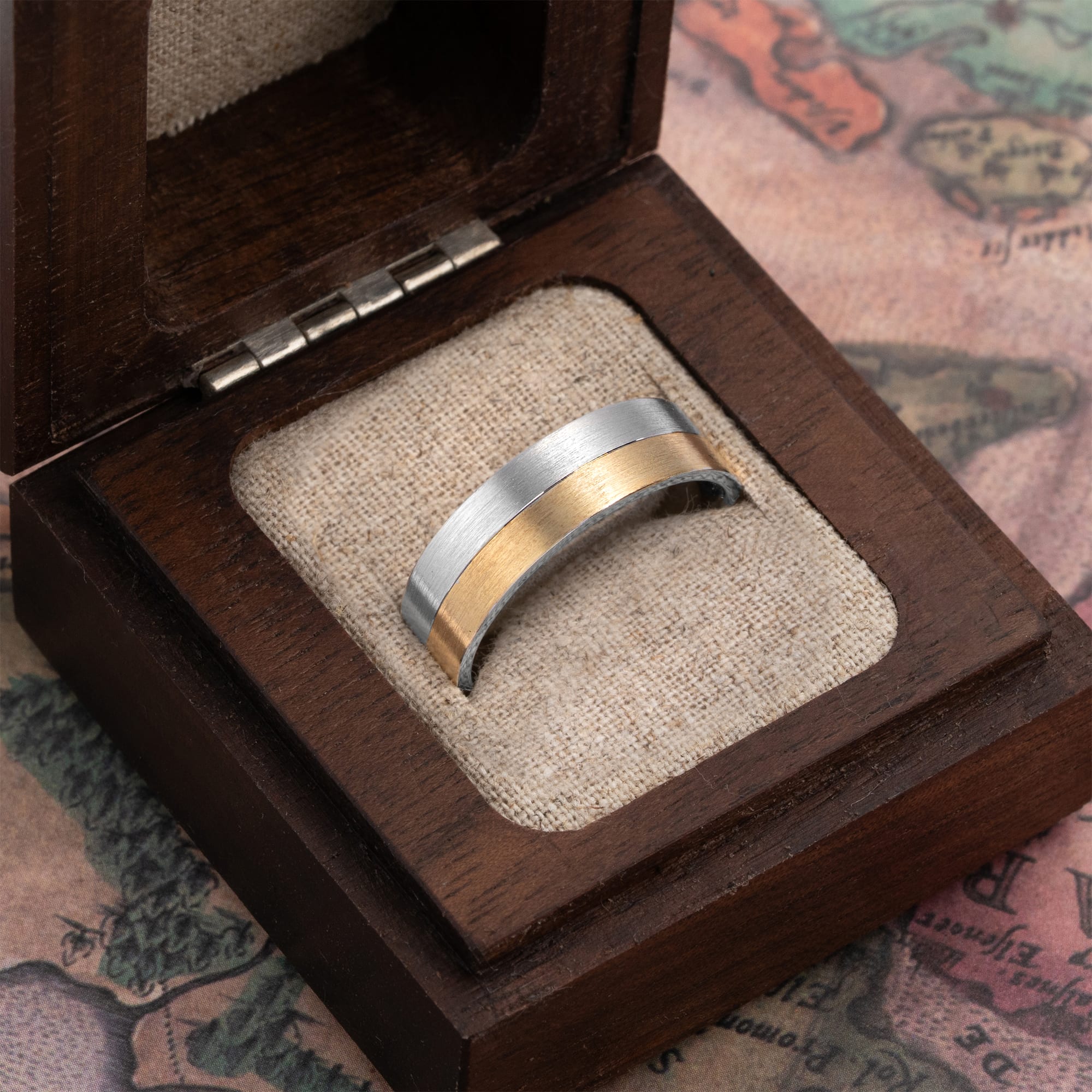 Two tone half and half  wedding band  — 4