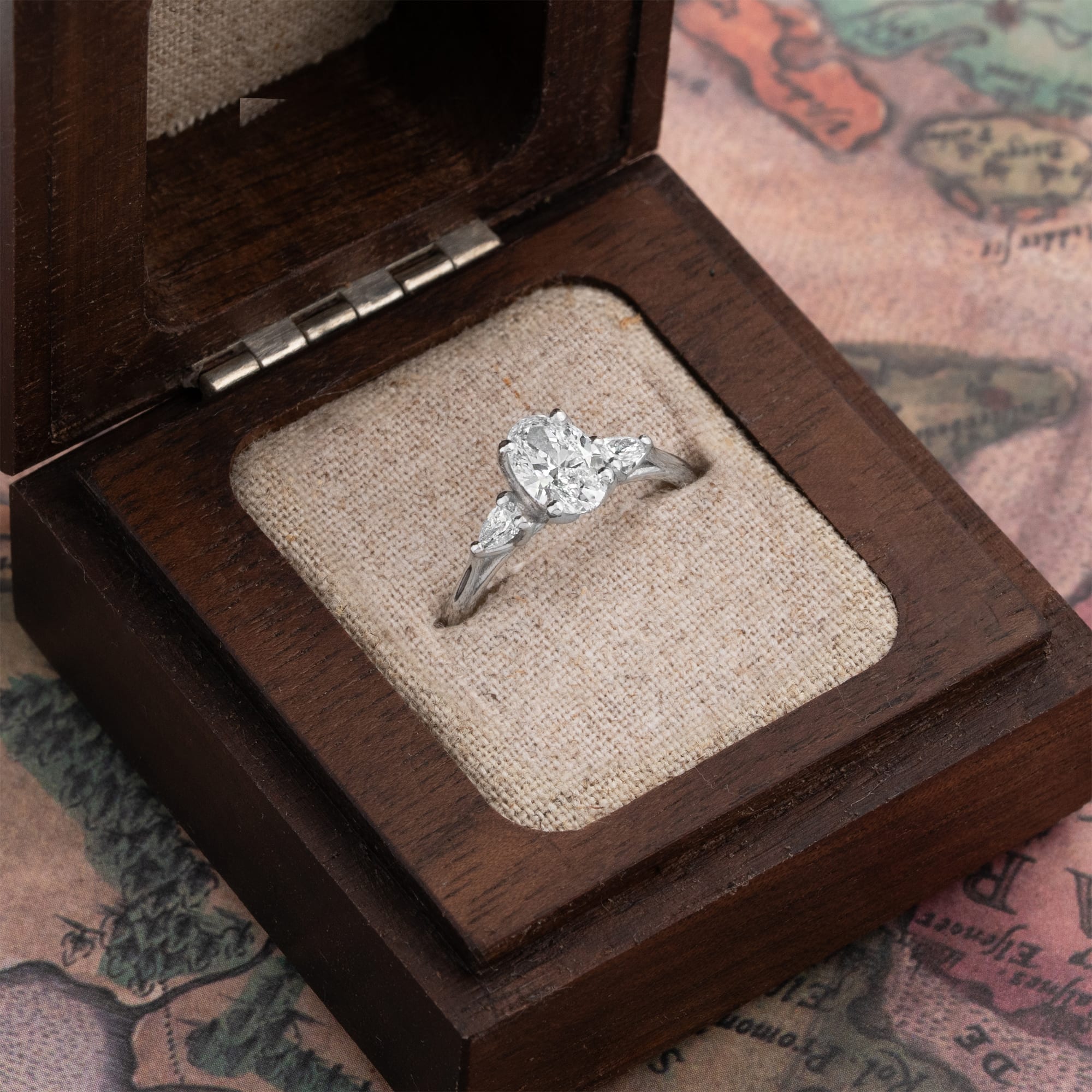 'Ava' Oval and pear lab grown diamond tulip ring — 3