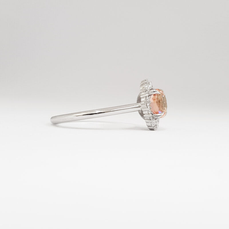 Champagne sapphire and moissanite halo ring — 4