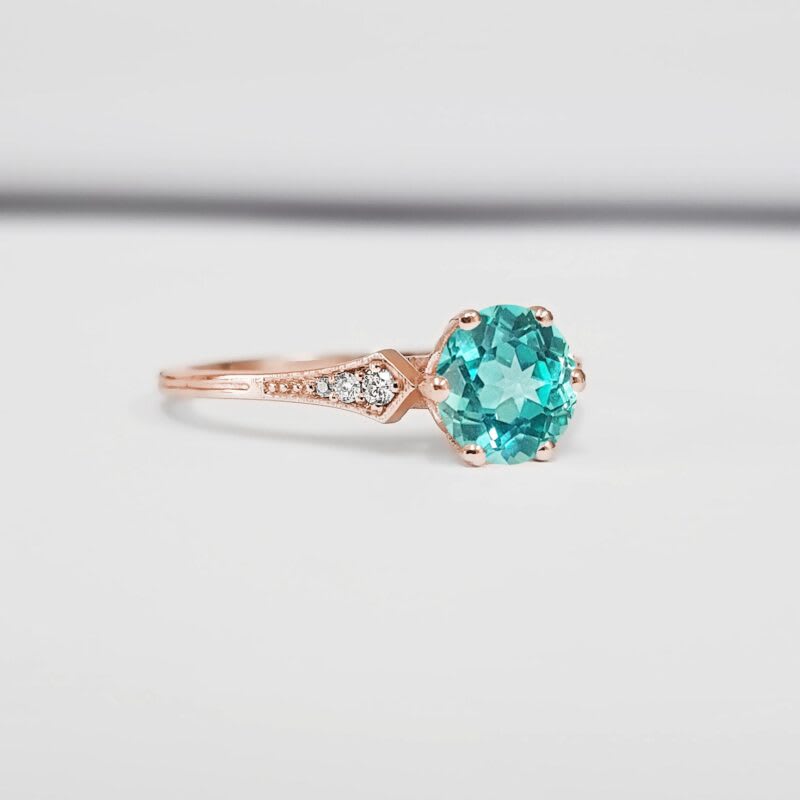 Mint sapphire and diamond engagement ring  — 3