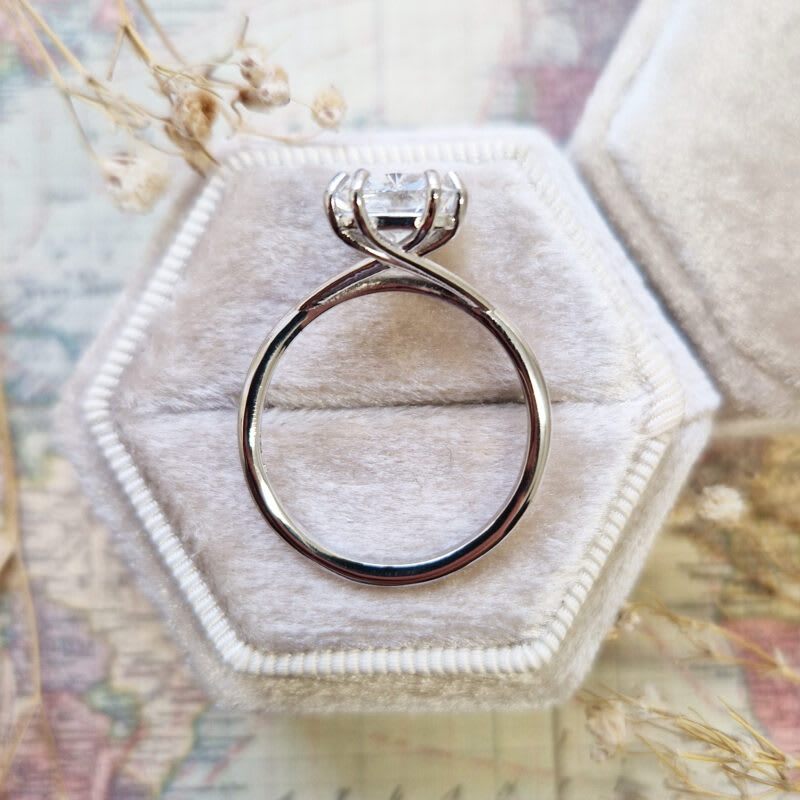 Cushion lab grown diamond ring in platinum - alternate view