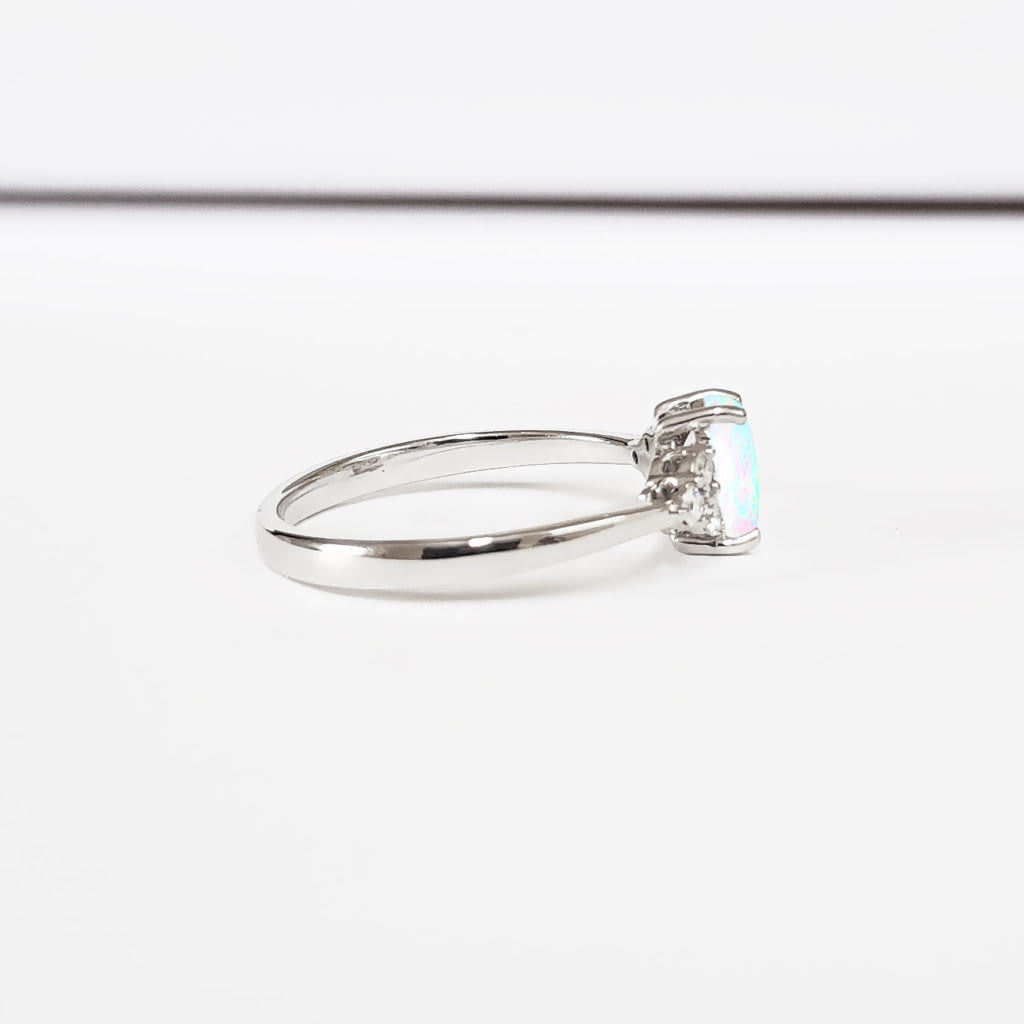 'Maeve' Opal and Diamond oval engagement ring  - alternate view