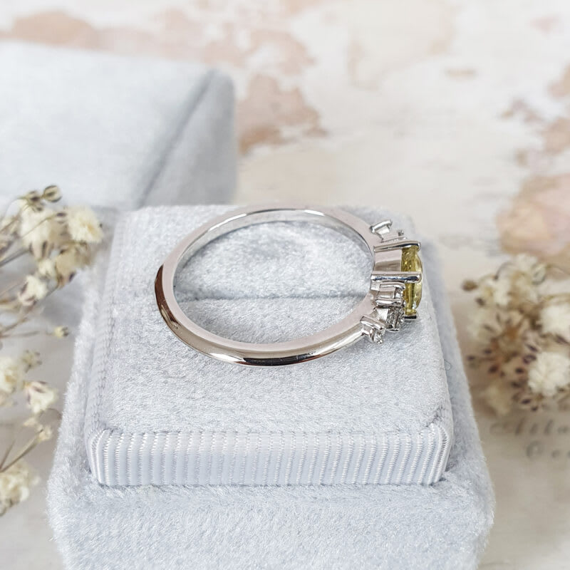 Yellow sapphire and diamond engagement ring — 3