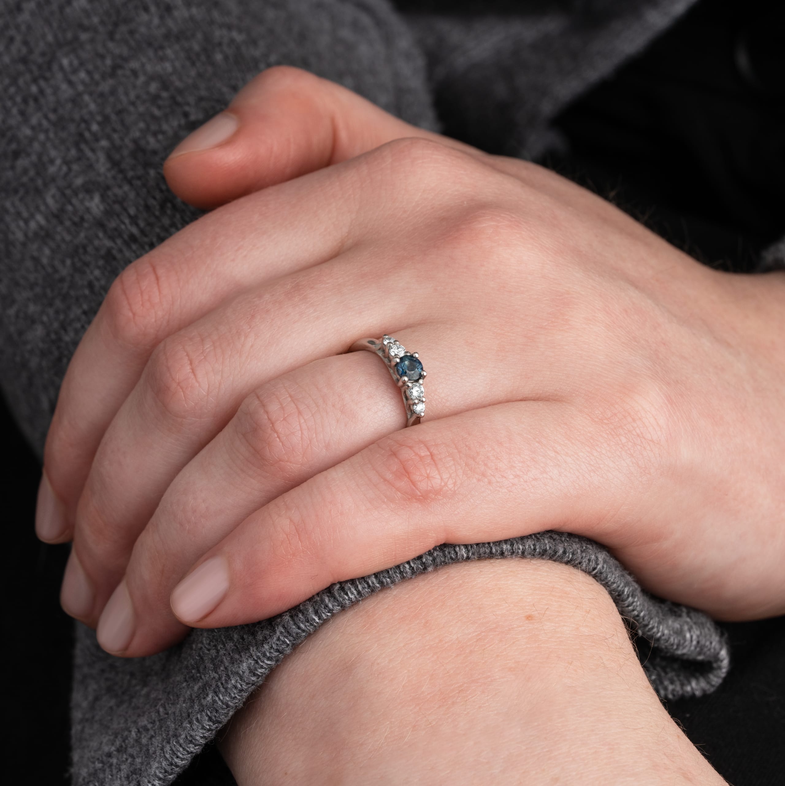 The Quintet – Teal sapphire and diamond — 4