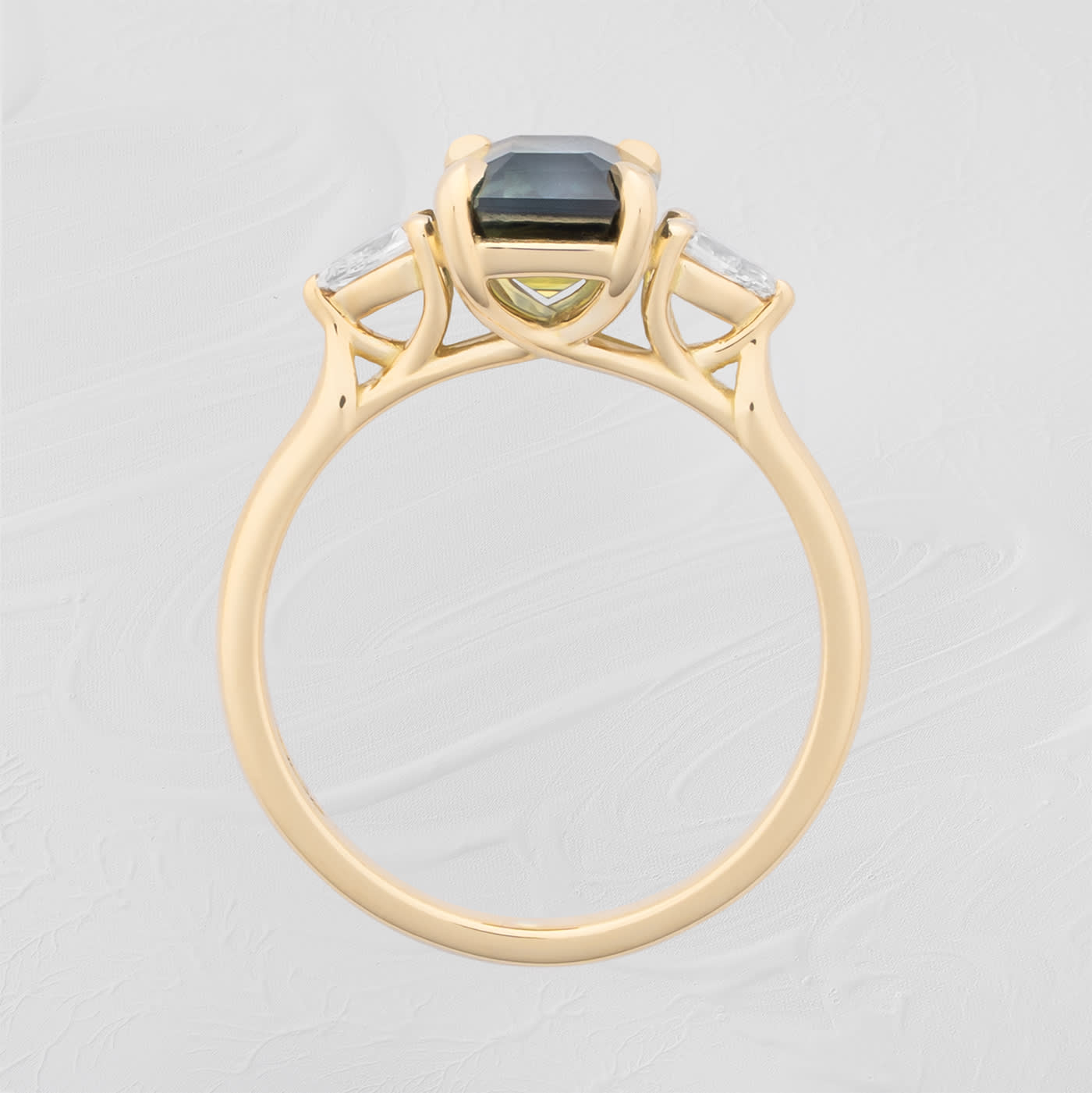 Parti sapphire and diamond trilogy ring — 4