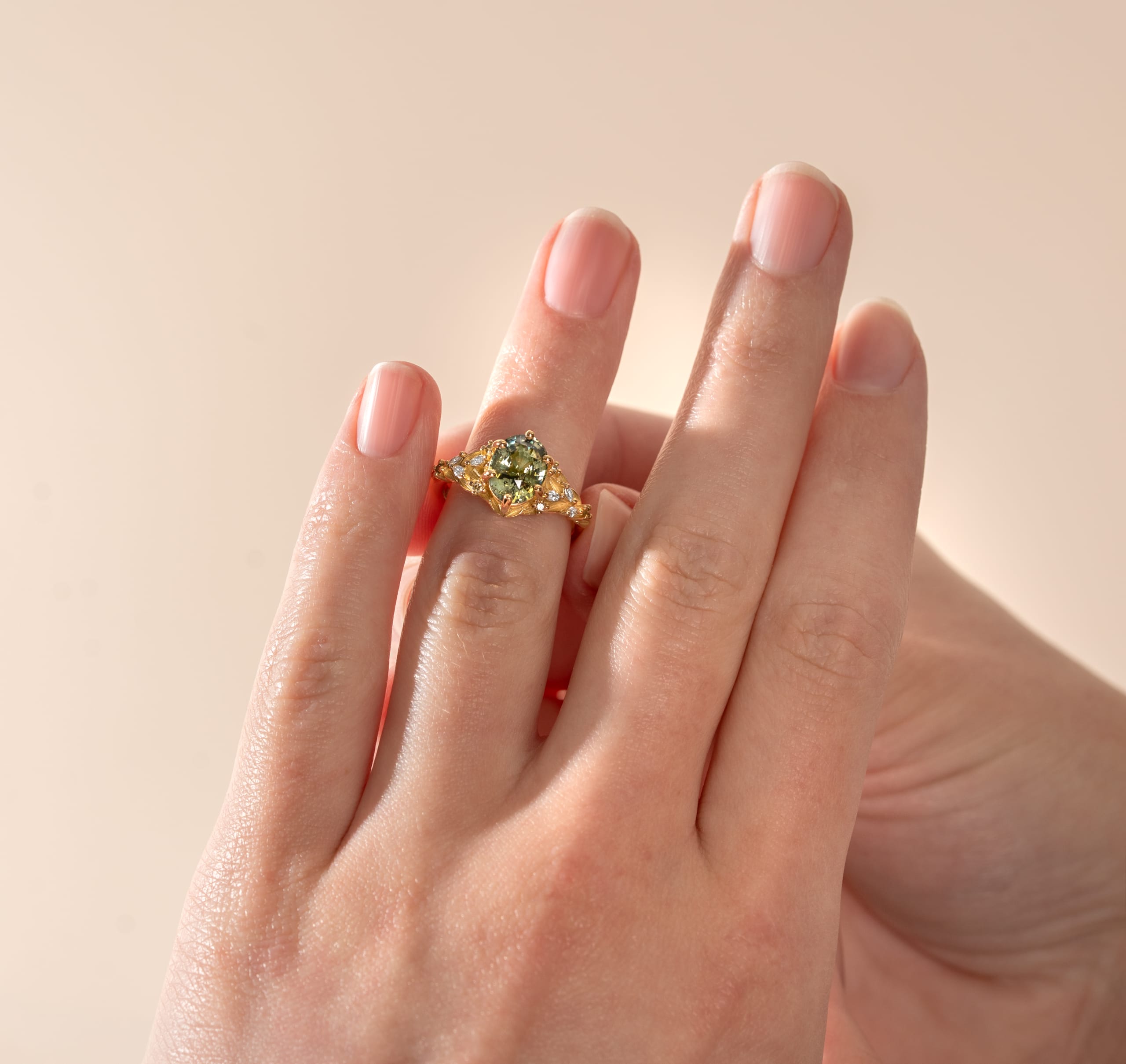 'Aurelyn' oval green sapphire and diamond ring — 5