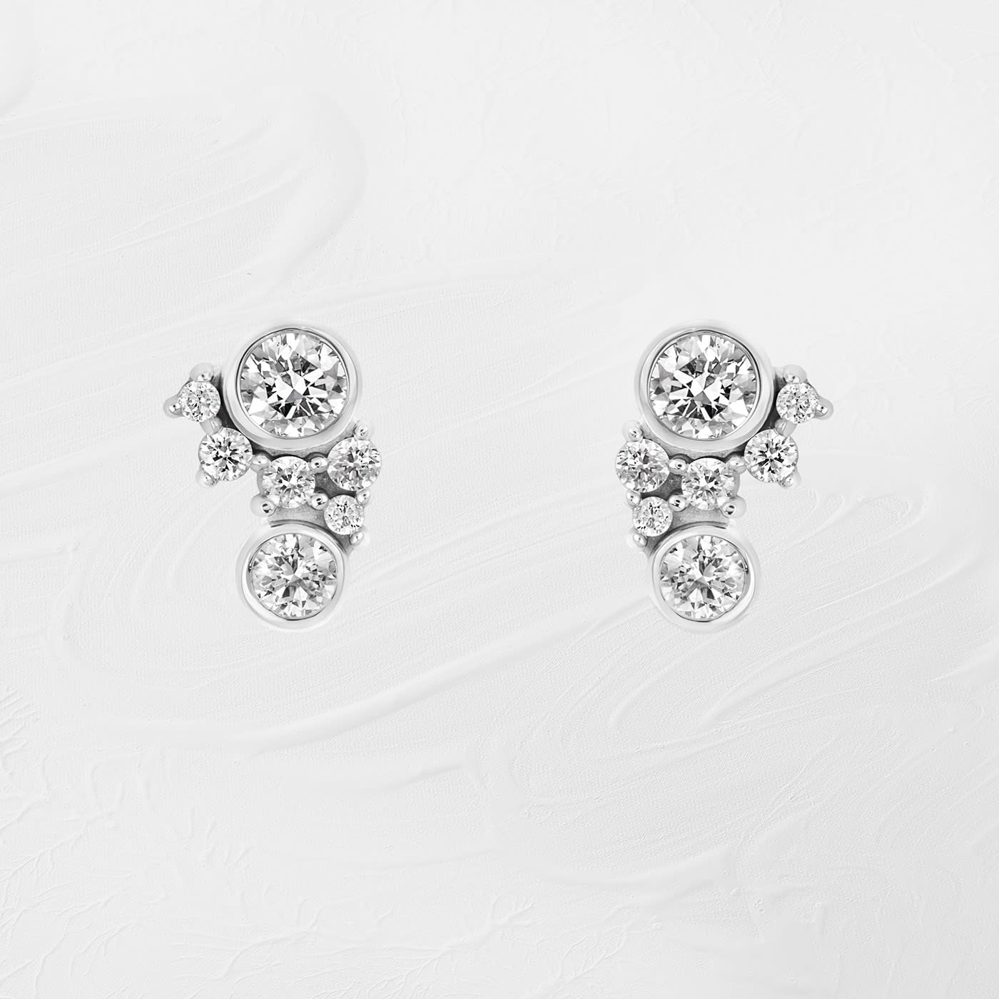 Natural Diamond Scattered Bezel Set Earrings