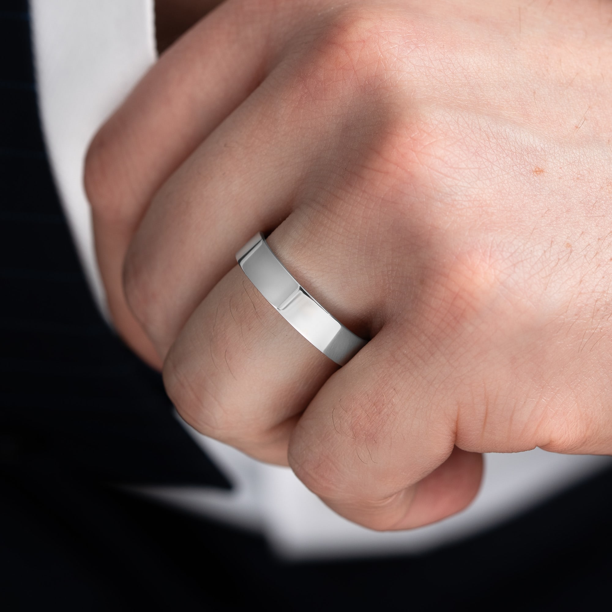 Flat court wedding band 