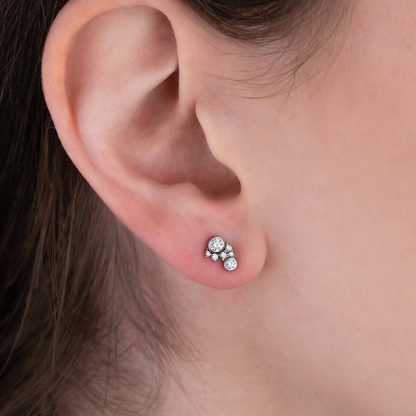 Natural Diamond Scattered Bezel Set Earrings — 3