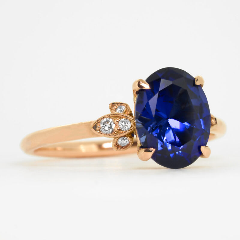 Oval sapphire and diamond engagement ring — 3