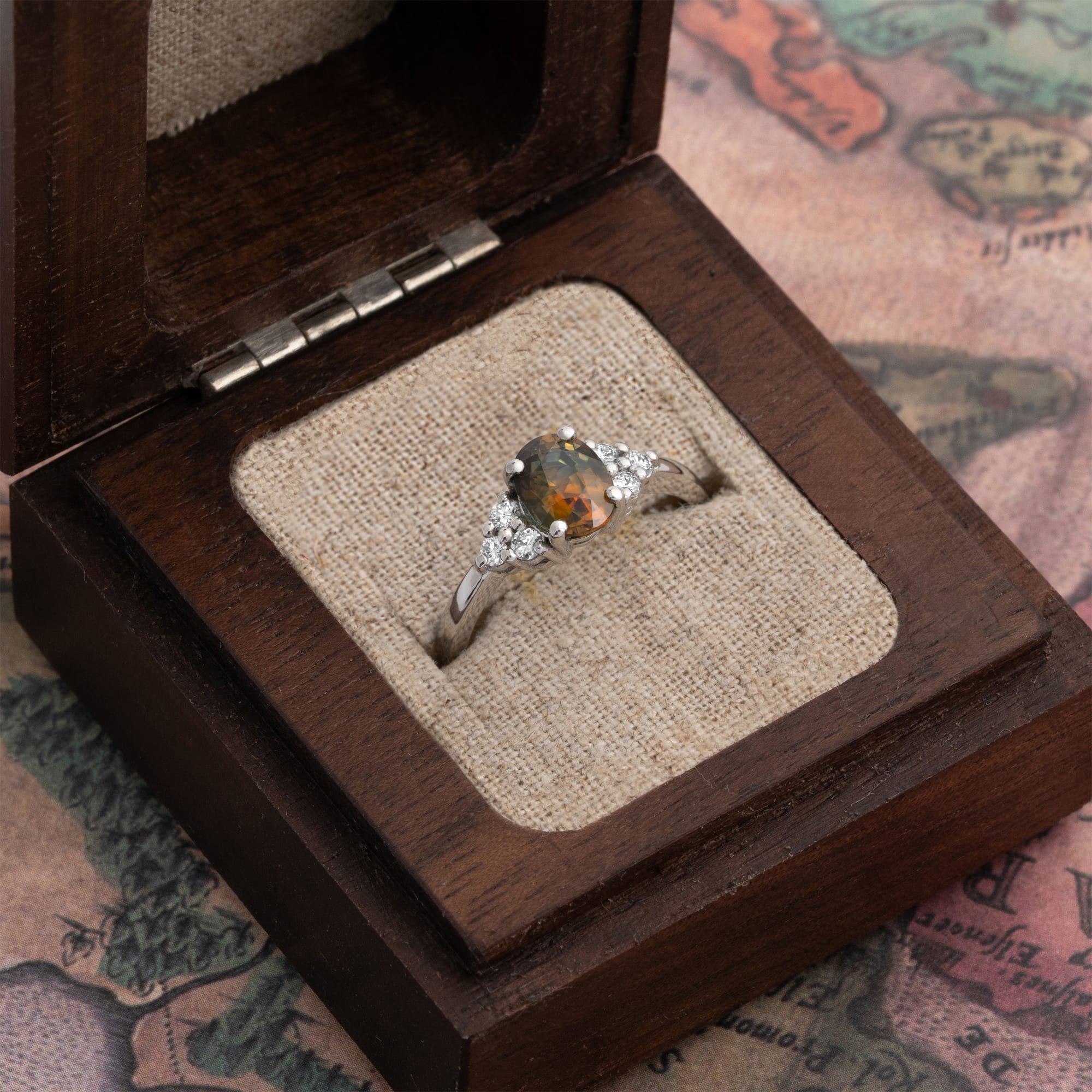 Unique parti sapphire and diamond ring — 3