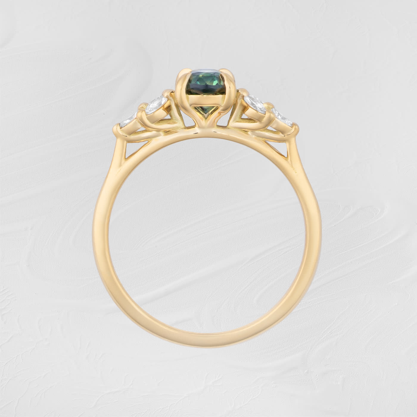 Teal sapphire and diamond ring — 3