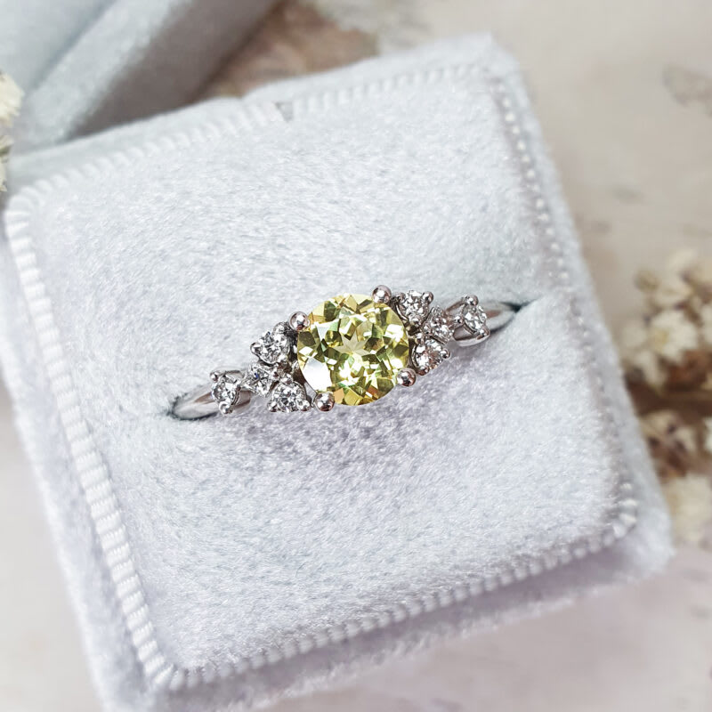 Yellow sapphire and diamond engagement ring — 5