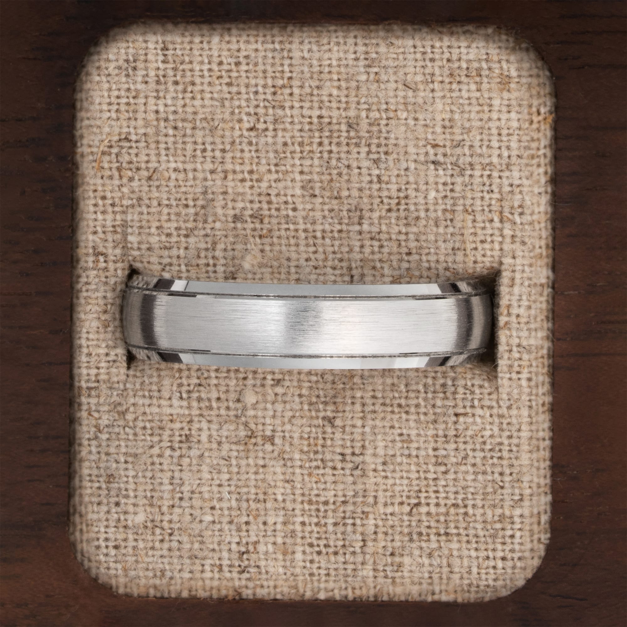 Diamond cut brushed wedding band — 4