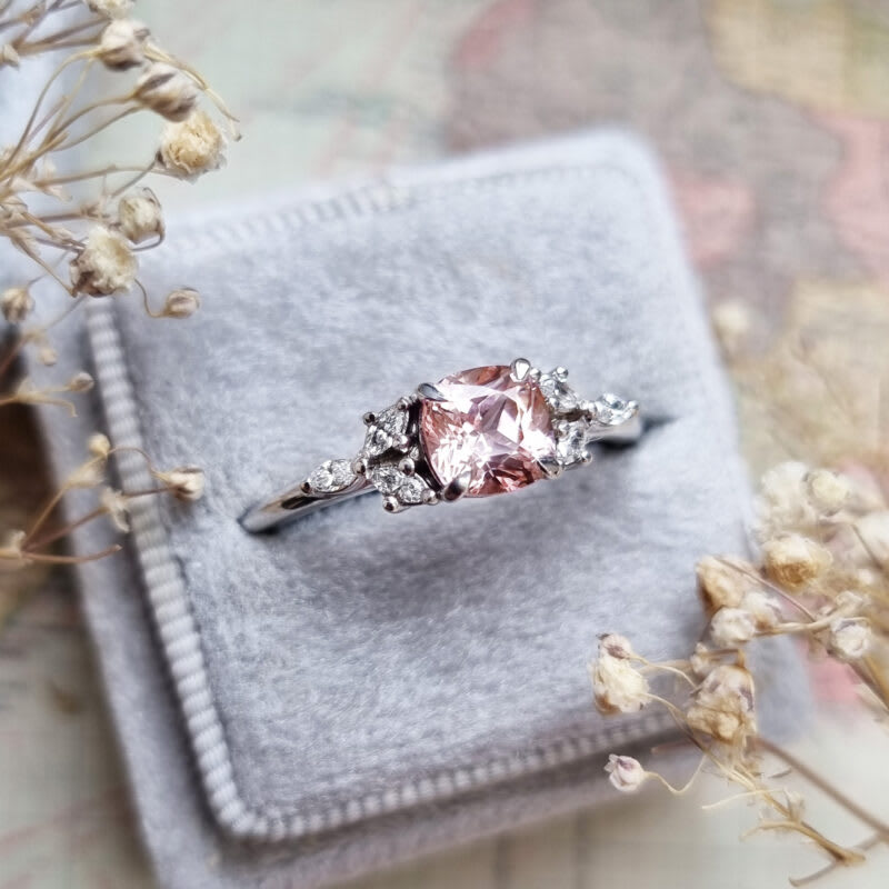 Chatham cushion champagne sapphire and diamond ring — 3