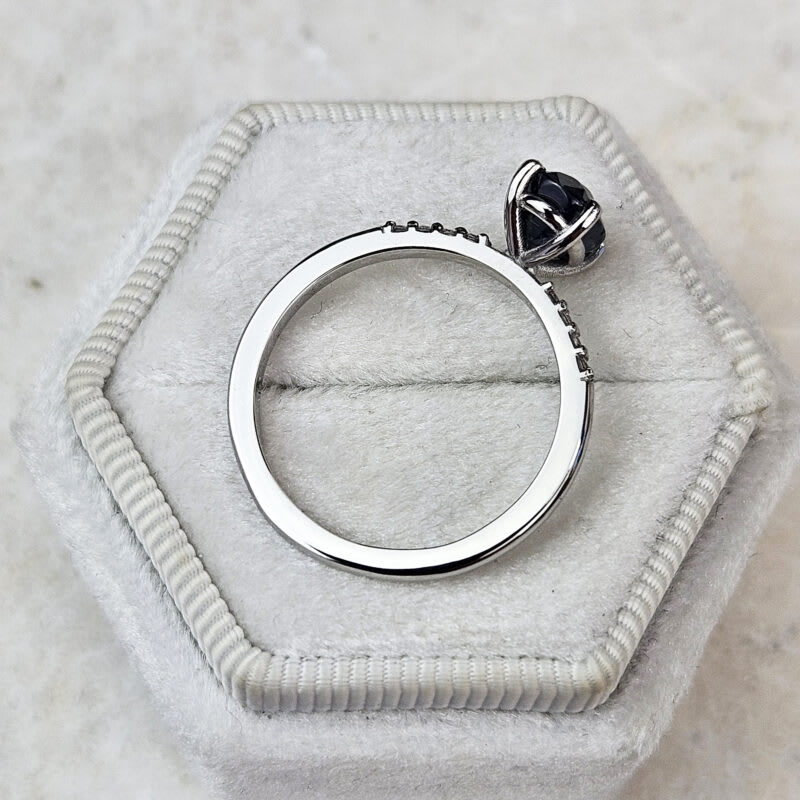Smoky teal and diamond ring in platinum — 4