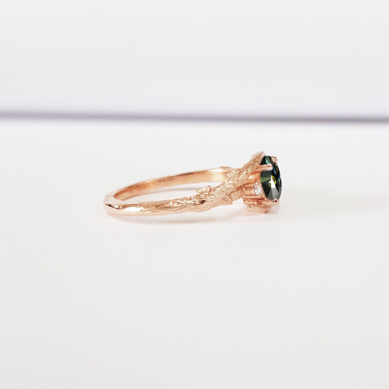 Moonlight moissanite and diamond nature inspired ring   — 2