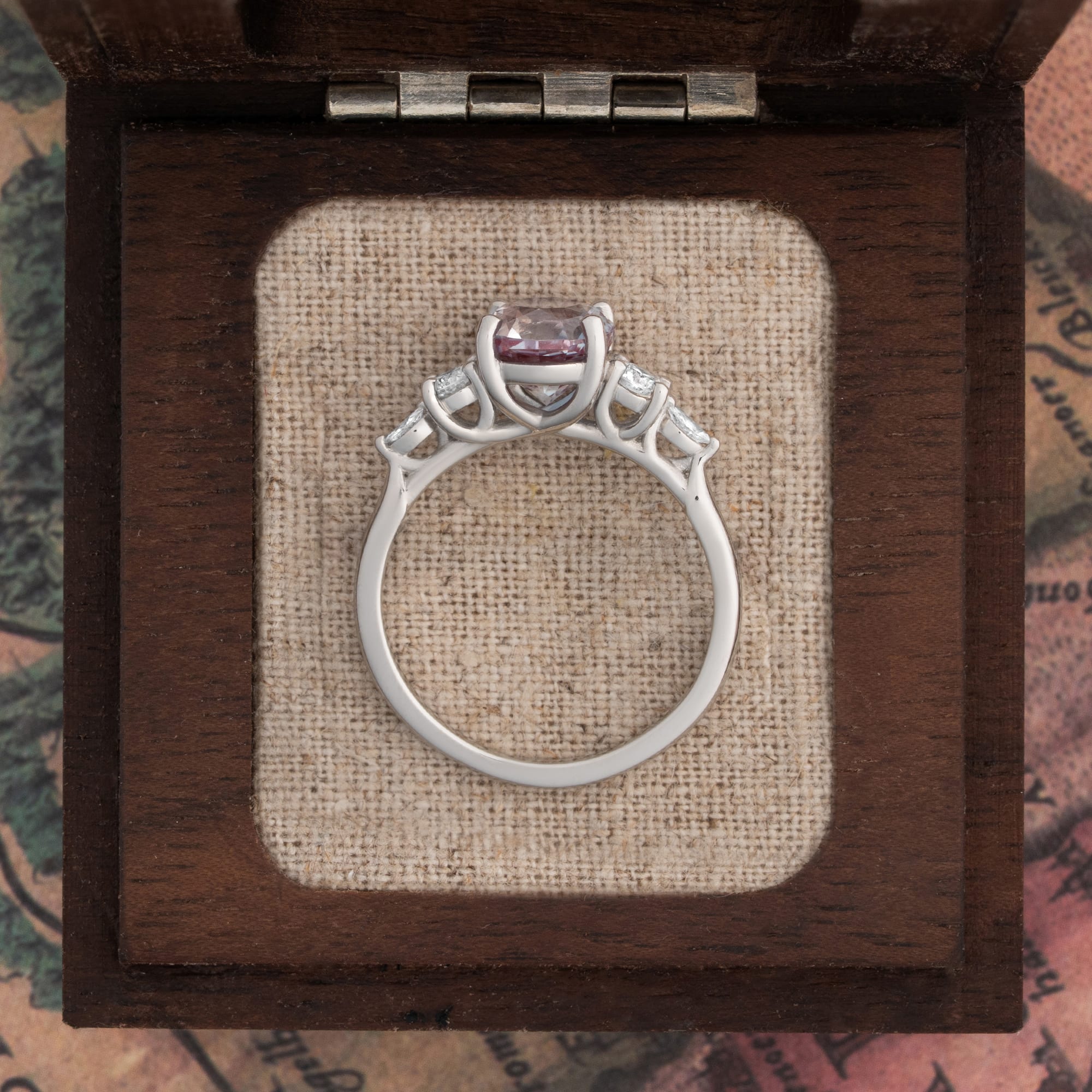 Alexandrite and diamond diamond trellis ring  — 2