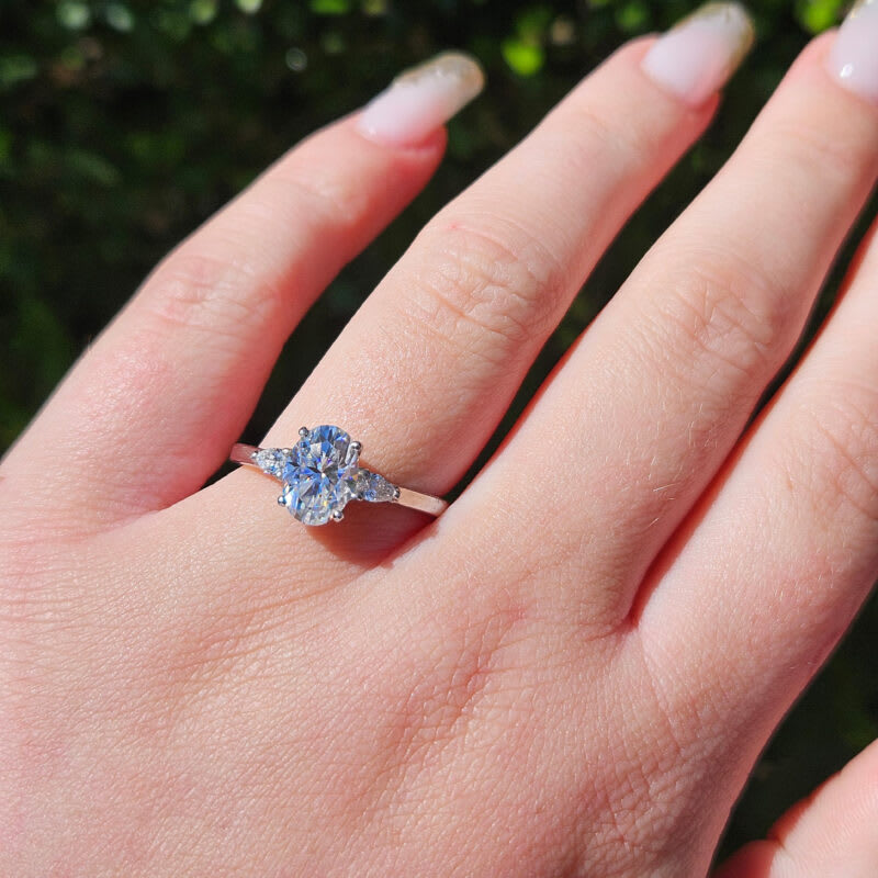 Oval lab grown diamond ring handmade in platinum — 4