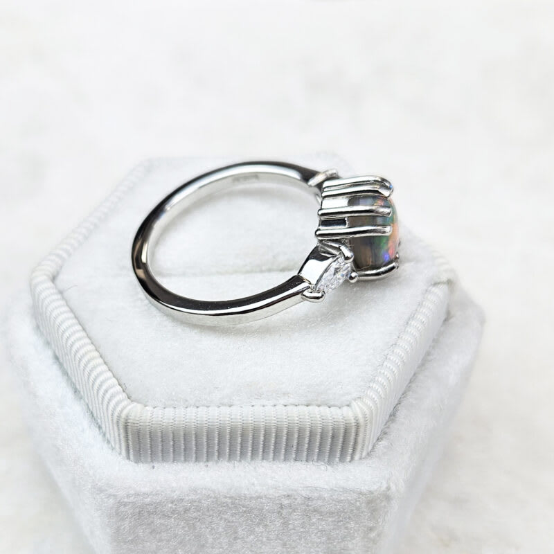 Dark opal and diamond ring — 5