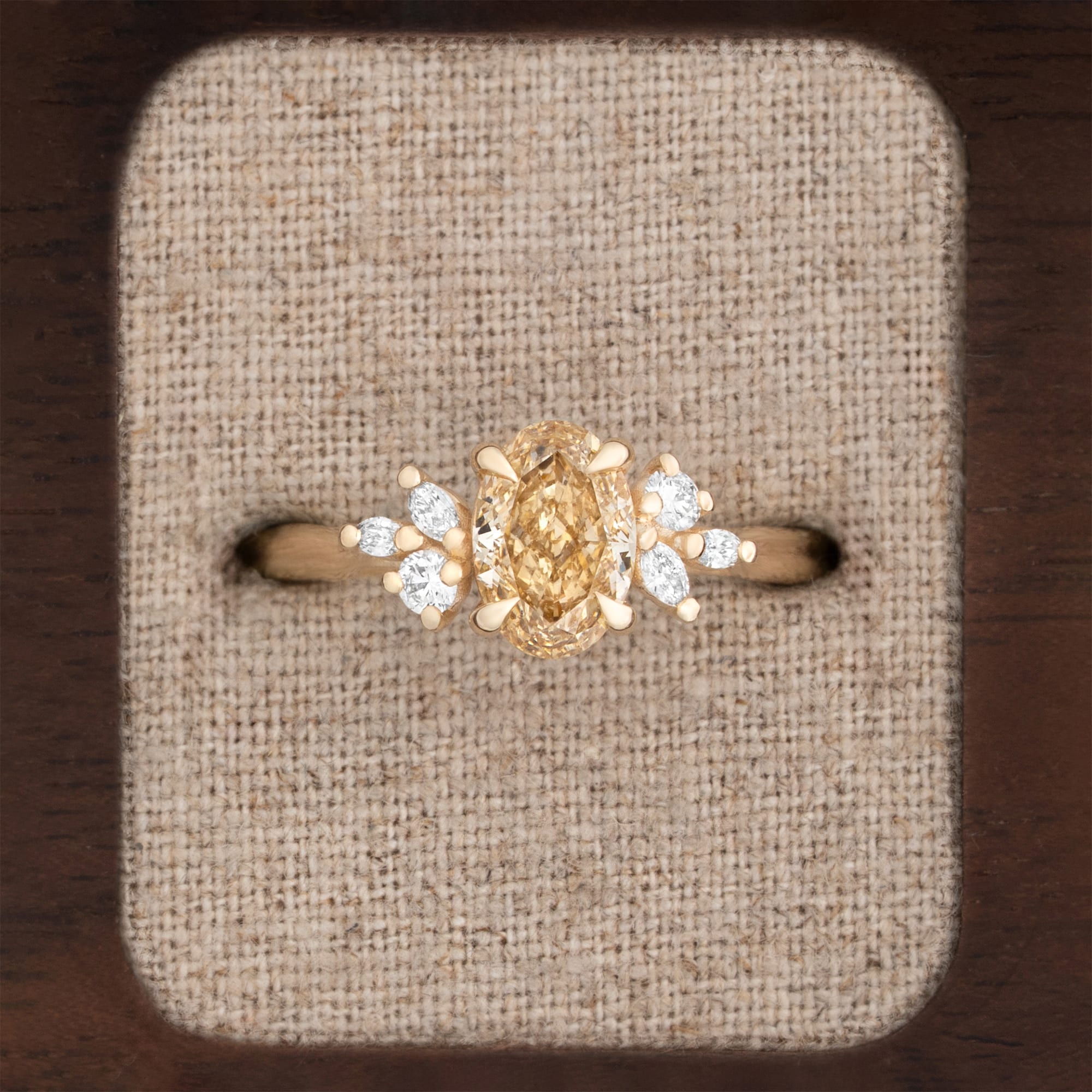 'Dawnflower' Golden yellow lab grown diamond ring — 1