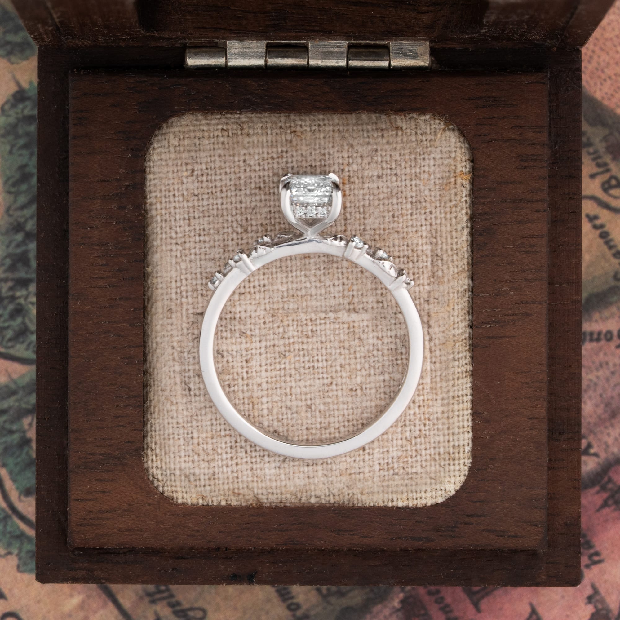 Emerald cut diamond nature inspired ring — 4