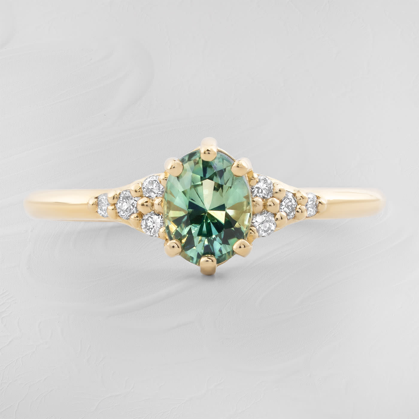 Seafoam green sapphire and diamond 1920's inspired ring — 1