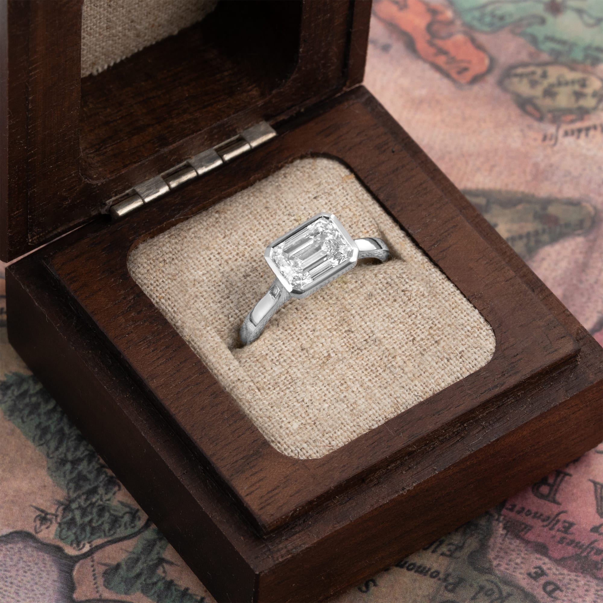 'The Journey' Emerald cut lab diamond bezel ring  — 3