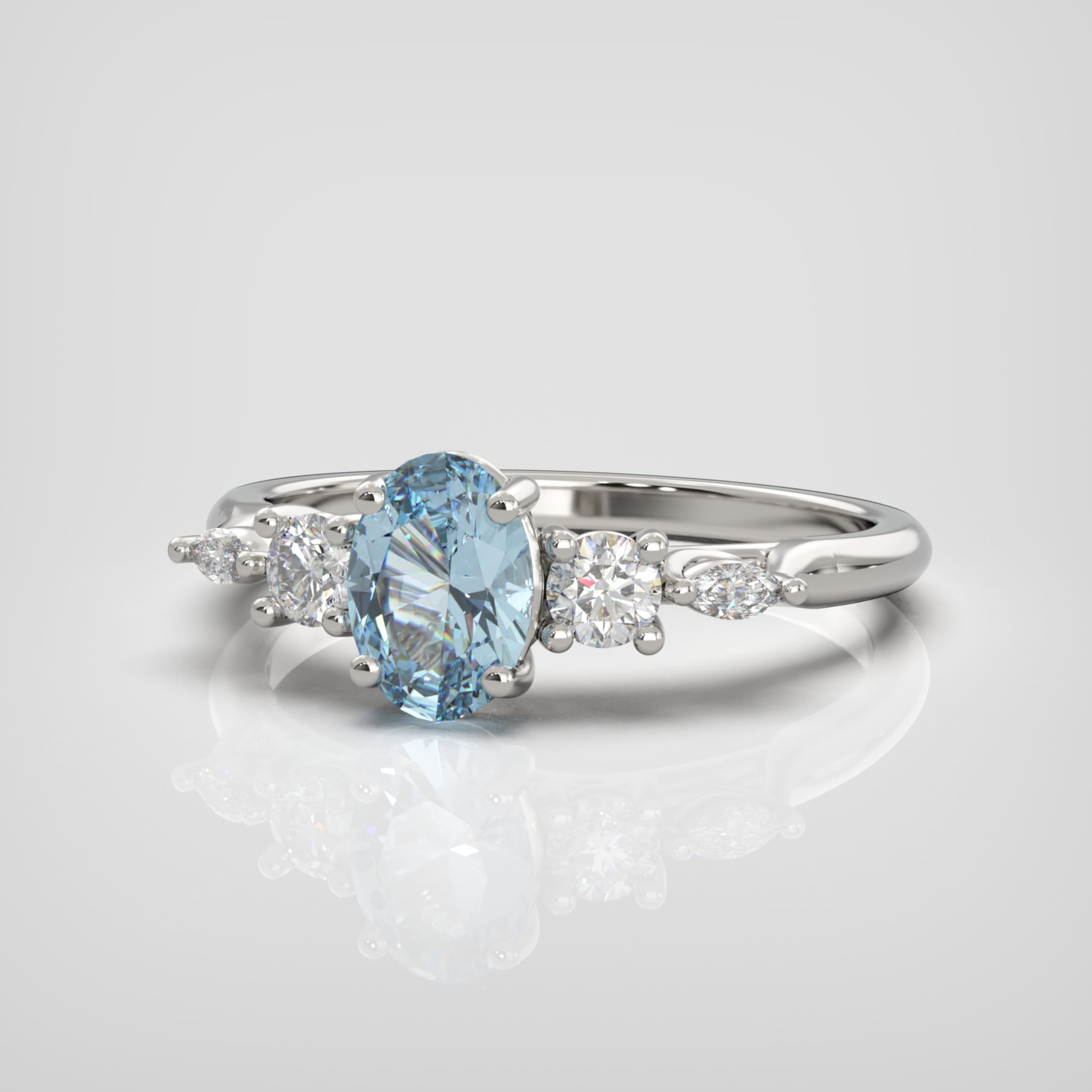 'Sonder' Oval aquamarine with lab-grown diamonds — 5