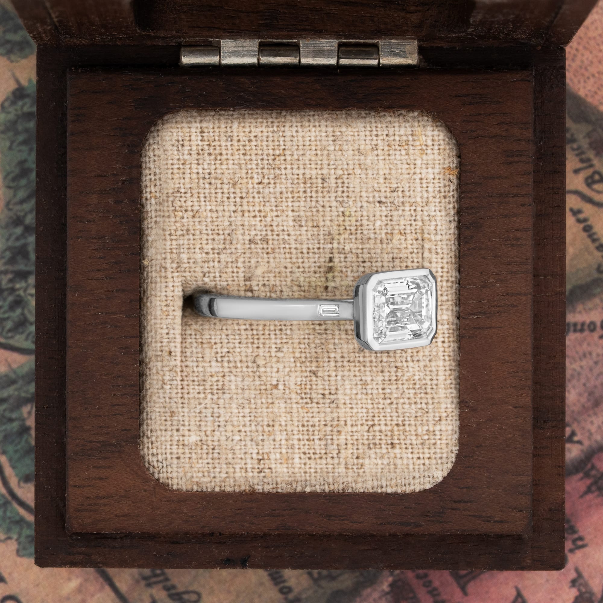 'The Journey' Emerald cut lab diamond bezel ring  — 4
