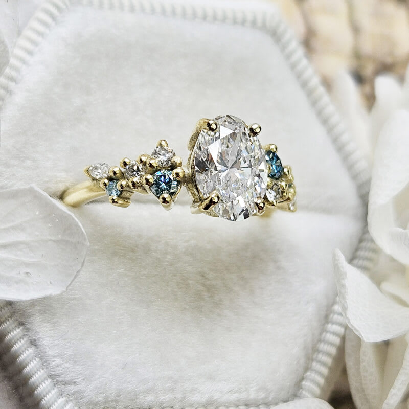 'Hazel' Oval lab grown diamond floral ring — 6