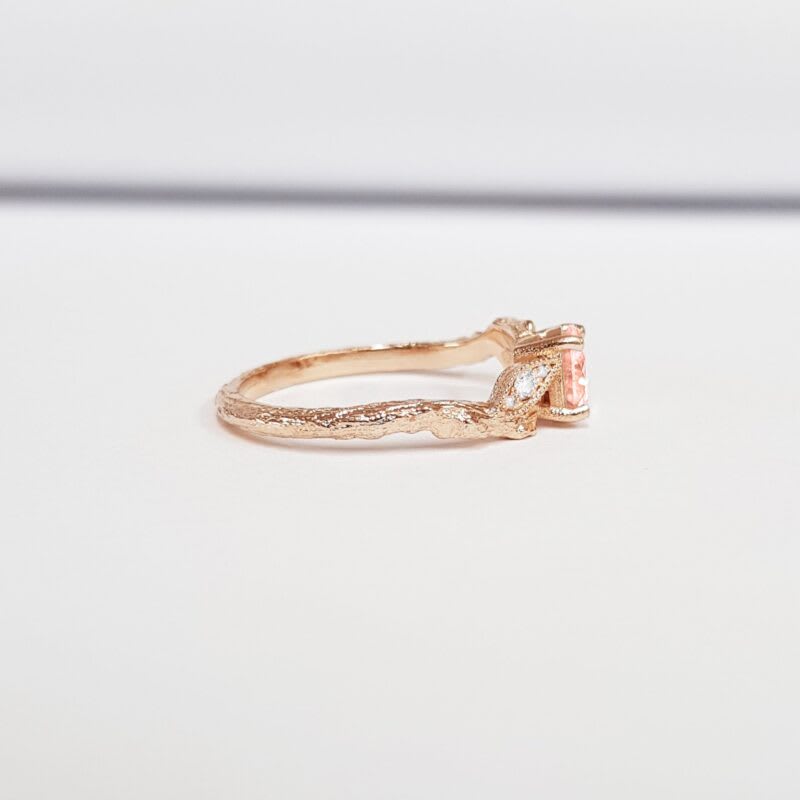Champagne sapphire and diamond nature ring  — 4