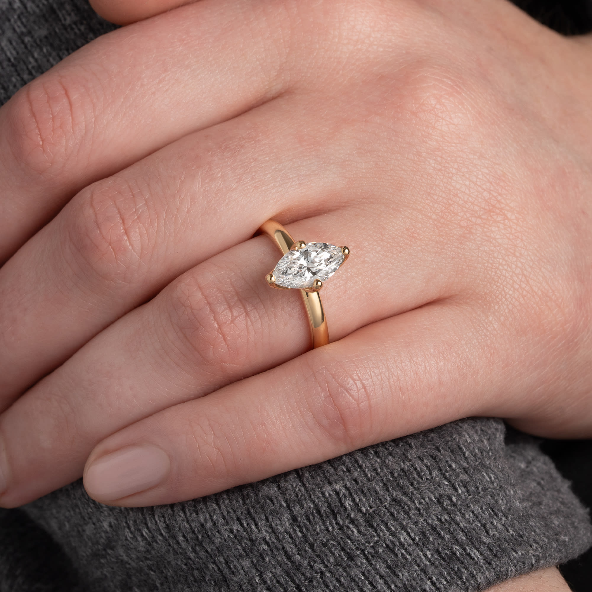 Marquise lab grown diamond solitaire ring — 4