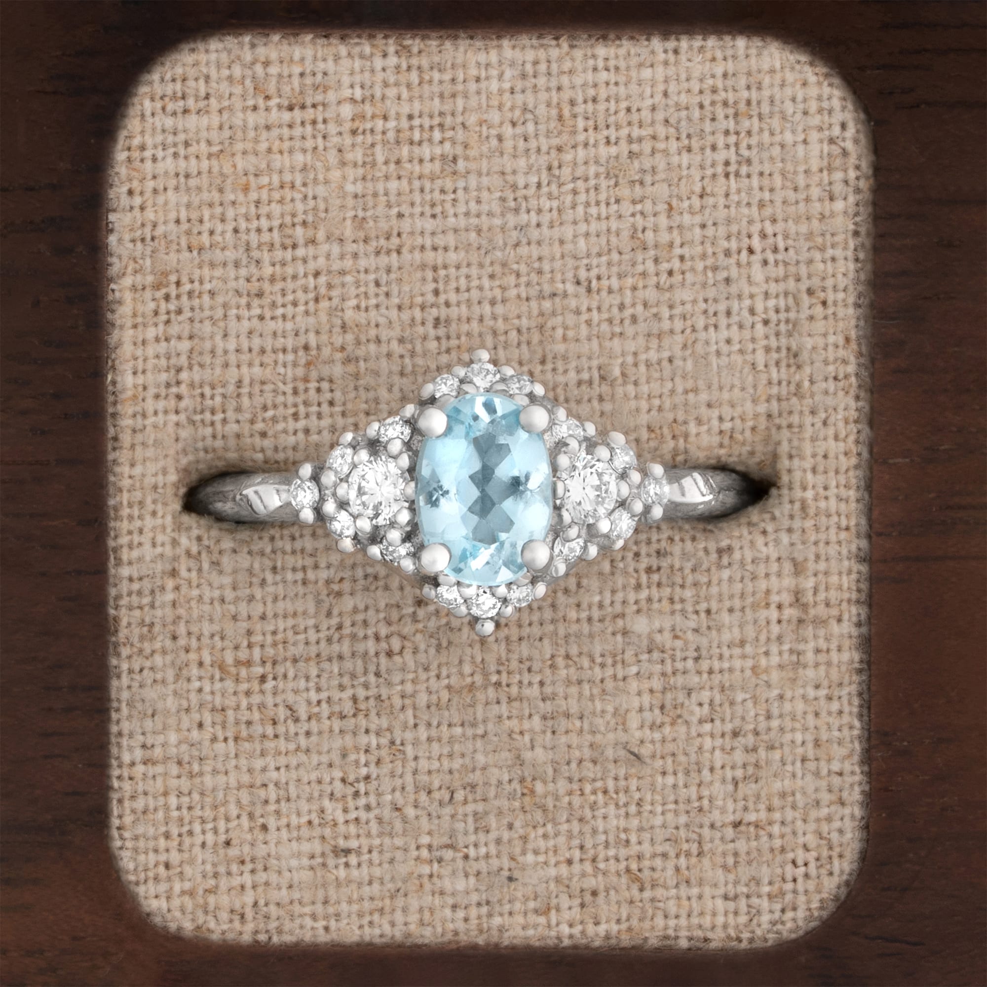 'Woodland' Aquamarine and diamond ring