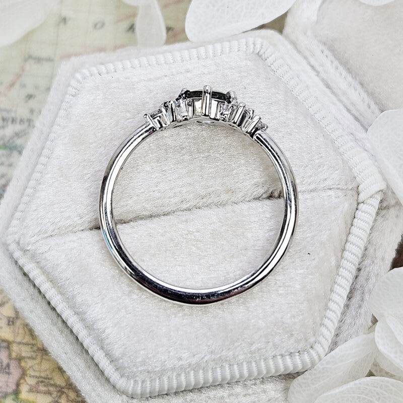 Lab seafoam sapphire and diamond cluster engagement ring — 4