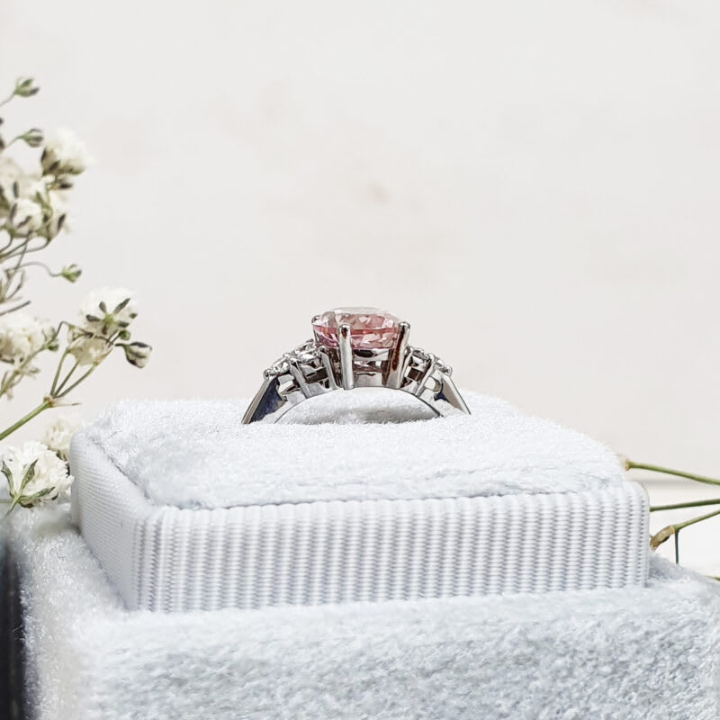 Oval champagne sapphire and diamond engagement ring — 4