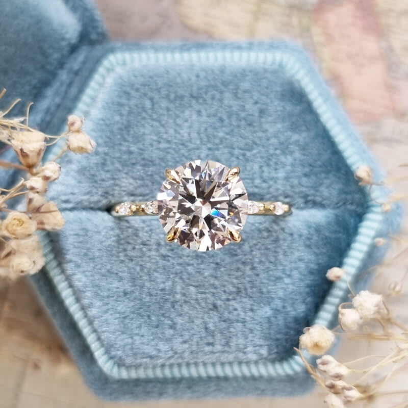 Round brilliant cut lab grown diamond ring