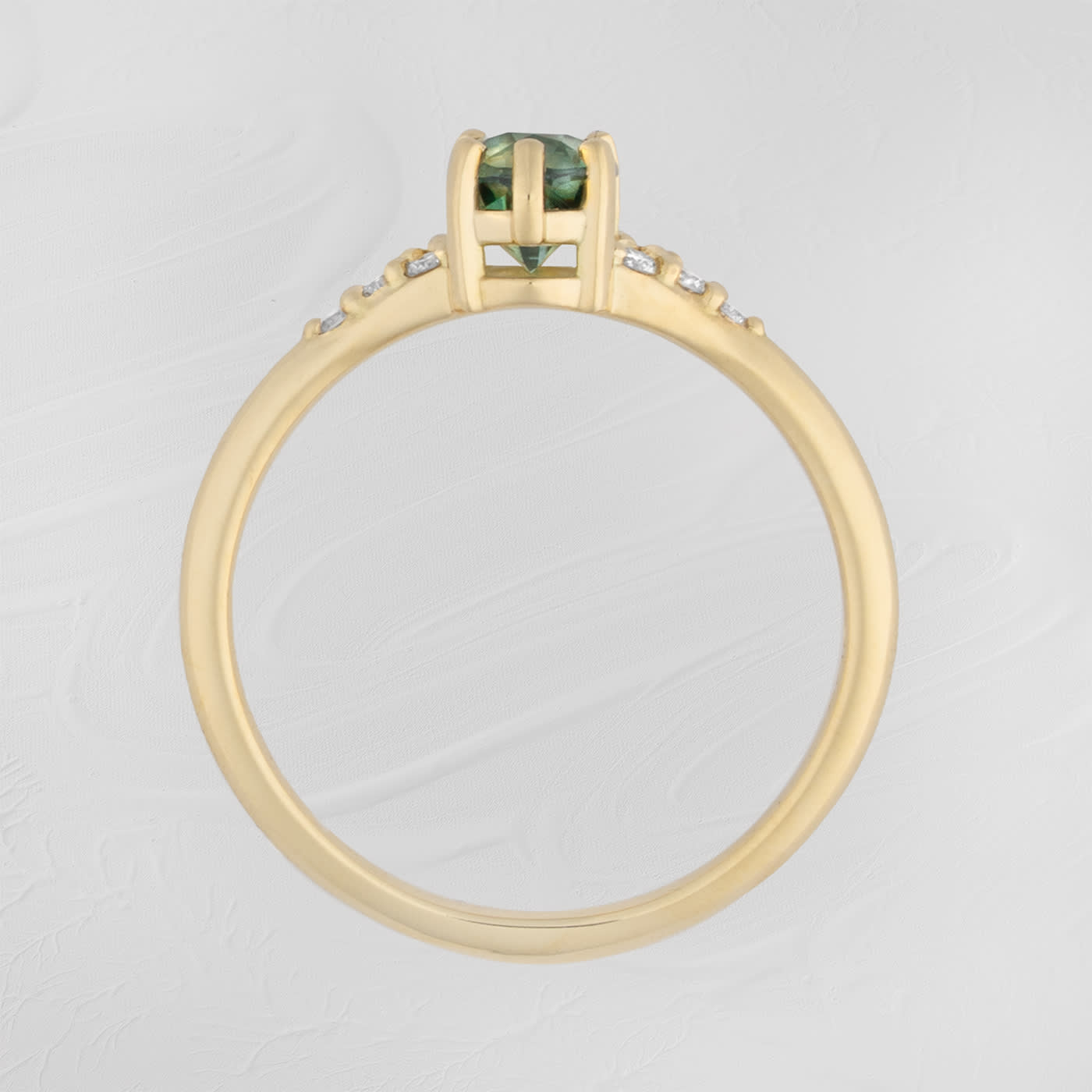 Seafoam green sapphire and diamond 1920's inspired ring — 4