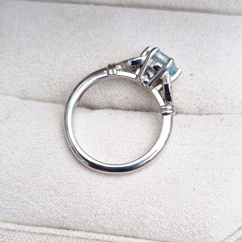 Aquamarine and diamond antique inspired ring — 3