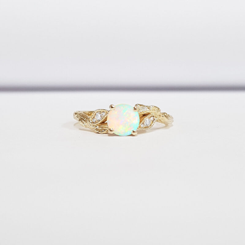 Opal Leaf Engagement ring