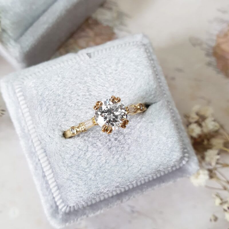 Art deco inspired lab grown diamond engagement ring - alternate view