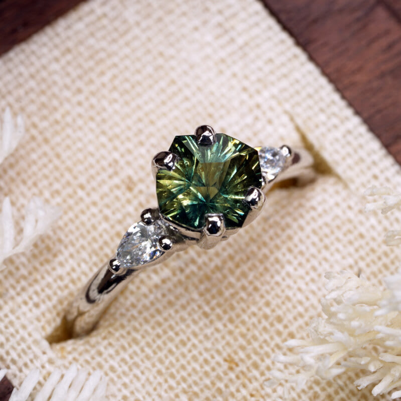 Galaxy cut sapphire and diamond ring — 2