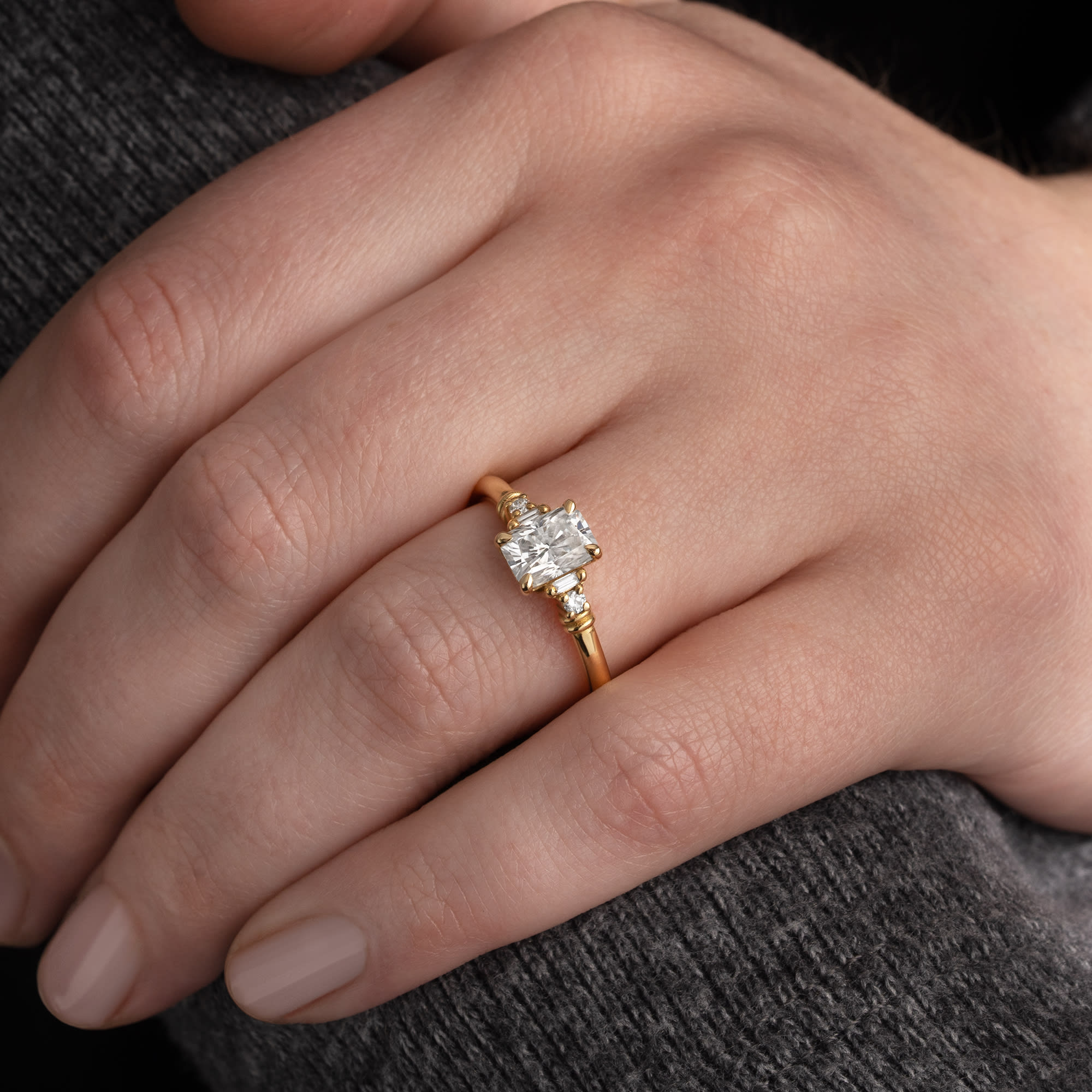 Radiant cut lab grown diamond engagement ring — 6