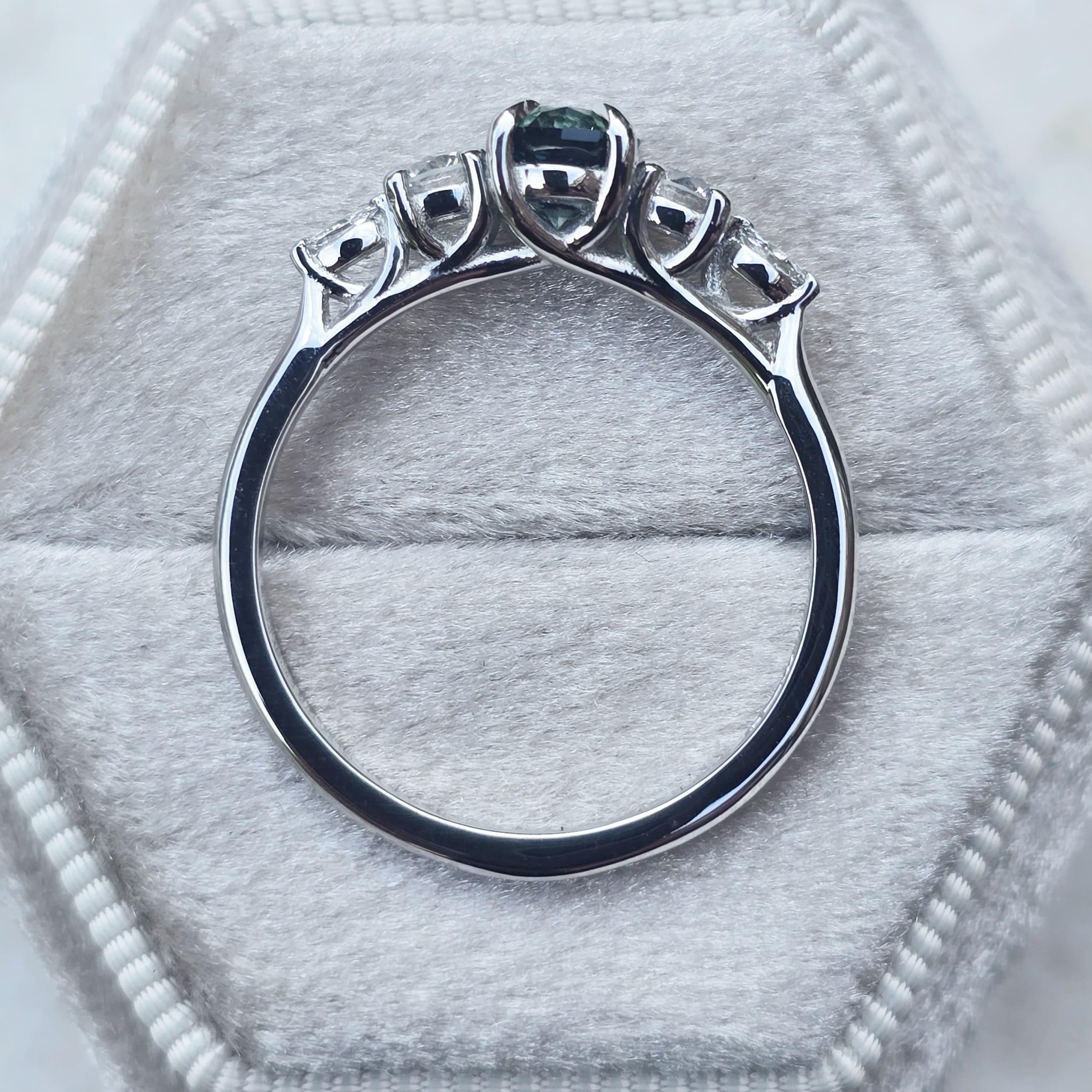 Montana teal sapphire and diamond ring — 2